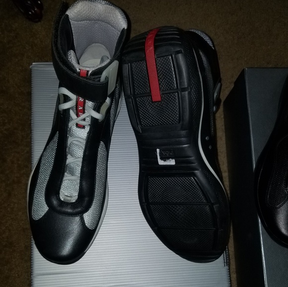 NIB 100% Auth Prada Leather & Mesh Trainer Sneaker - Picture 4 of 8